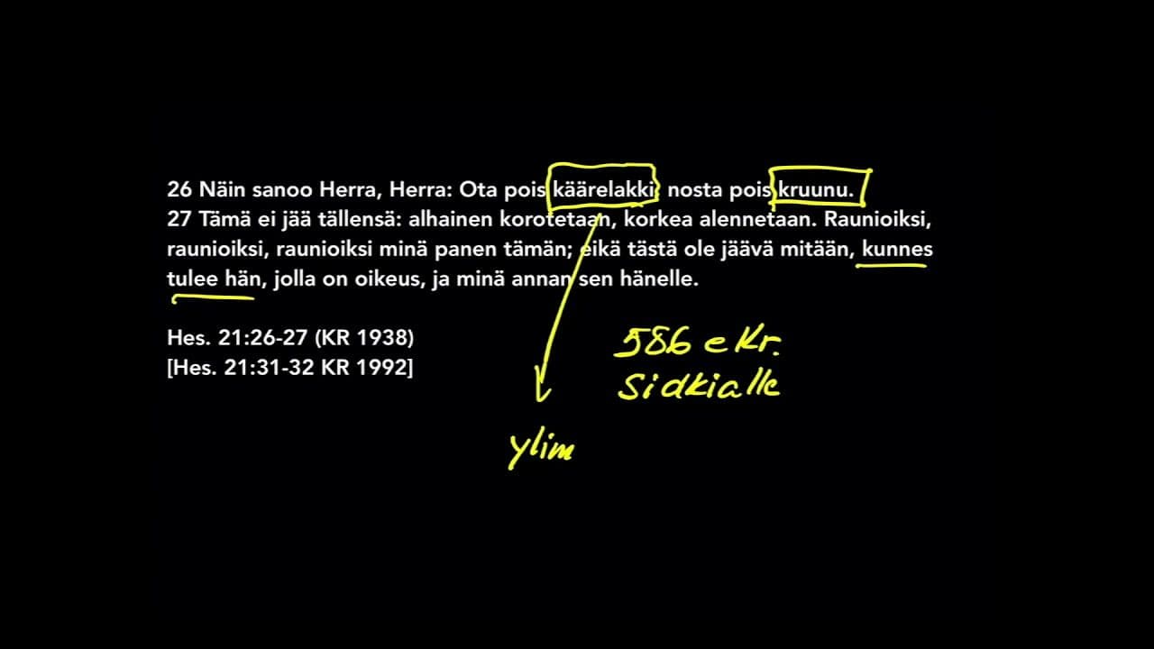 Osa 8/15 - Ylimmäinen pappi ja kuningas. Hes. 21:31-32 (KR 1938 21:26-27)